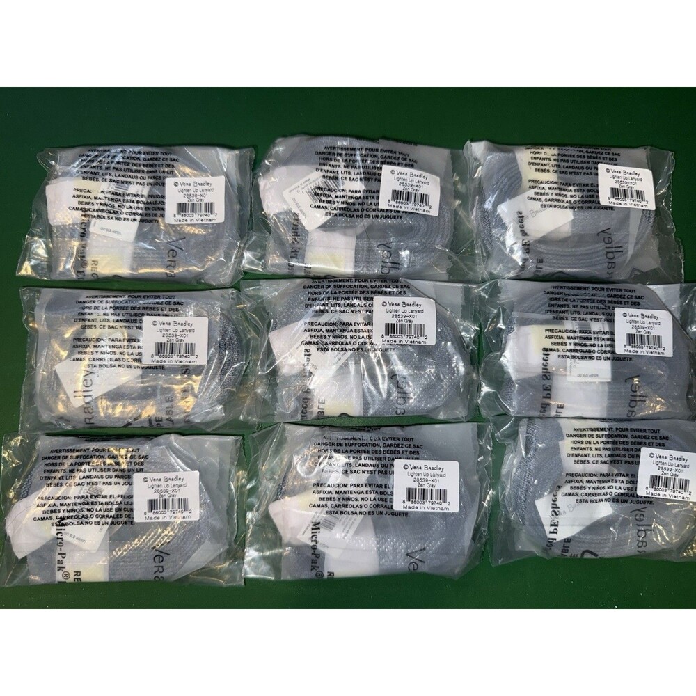 Vera Bradley Lighten Up Lanyard Zen Gray NWT Lot of 9 Retail $135